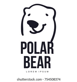 Stylized graphic polar bear logo templates. Collection of creative polar bear logotype templates, growth, development, power concept. Vector illustration isolated on white background.