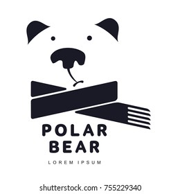 Stylized graphic polar bear logo templates. Collection of creative polar bear logotype templates, growth, development, power concept. Vector illustration isolated on white background.