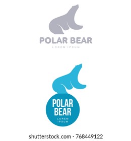 Stylized graphic polar bear logo templates. Collection of creative polar bear logotype templates, growth, development, power concept. Vector illustration isolated on white background.