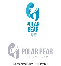 Stylized graphic polar bear logo templates. Collection of creative polar bear logotype templates, growth, development, power concept. Vector illustration isolated on white background.