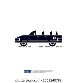 A stylized graphic representation of a car, emphasizing a sleek design and motion, suitable for transportation-related themes or projects.