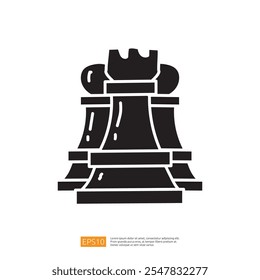 A stylized graphic representation of a chess rook, symbolizing strategy and competition in chess.