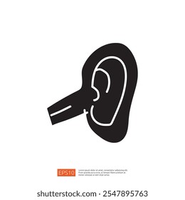 A stylized graphic representation of an ear, emphasizing its shape and contours, likely used for educational or design purposes.