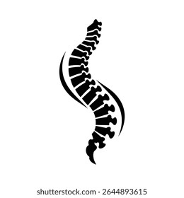 A stylized, graphic representation of the human spine, showing vertebrae in a curved, flowing design.