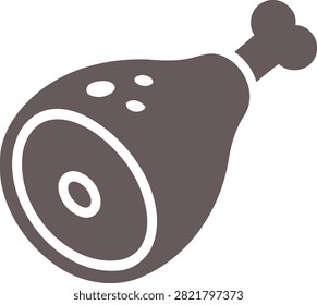 Stylized graphic representation of a single meat leg with a bone depicted in a simple flat design emphasizing its shape and form against a clean background ideal for culinary or foodrelated themes