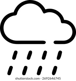 A stylized graphic representing rain falling from a cloud. This clean icon is perfect for weather apps, forecasts, and any design related to precipitation and atmospheric conditions.