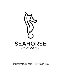 Stylized graphic Seahorse. Silhouette illustration of sea life. Sketch for tattoo on isolated white background. Vector flat logo icon