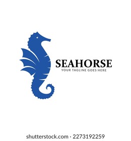 Stylized graphic Seahorse. Silhouette illustration of sea life. Sketch for tattoo on isolated white background. Vector flat logo icon