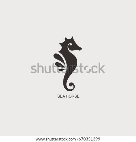 Stylized graphic Seahorse. Silhouette illustration of sea life. Sketch for tattoo on isolated white background. Vector flat logo icon Stock photo © 
