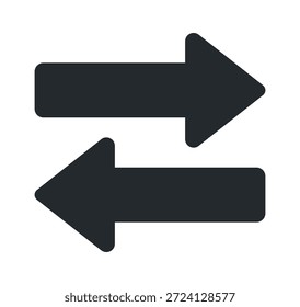 Stylized graphic showing two arrows in opposite directions, symbolizing exchange and movement.