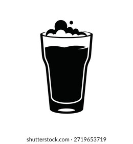 Stylized graphic silhouette of a refreshing frothy beverage in a classic pint glass, perfect for menu designs