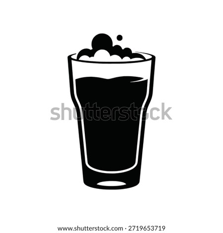 Stylized graphic silhouette of a refreshing frothy beverage in a classic pint glass, perfect for menu designs