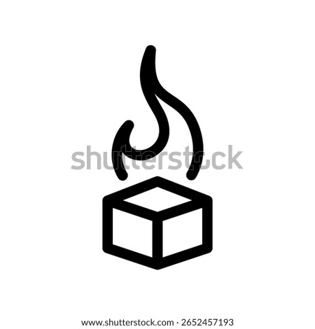 Stylized graphic symbol of ignited solid fuel, emitting heat and light