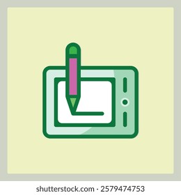 Stylized Graphic Tablet and Stylus Icon for Digital Design Projects