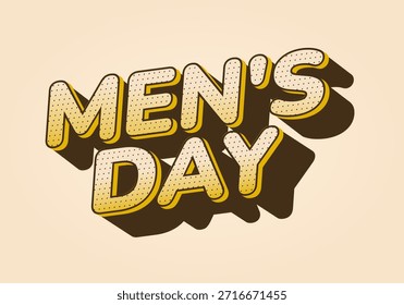Un texto gráfico estilizado que lee Mens Day con un efecto de sombra, con un diseño de fuente divertido y audaz.