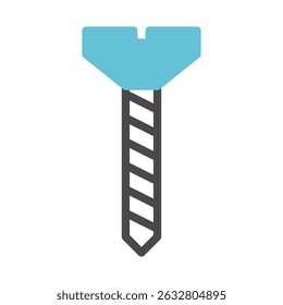 Ilustração gráfica vetorial estilizada de um parafuso. A representação abstrata evoca a construção, reparação e tarefas técnicas, com um estilo visual limpo e simplificado.