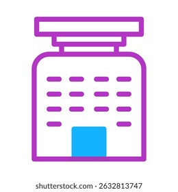 Stylized graphical representation of a building facade with a flat design style