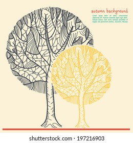 Stylized graphical tree. Freehand drawing