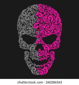 Stylized Gray And Pink Skull