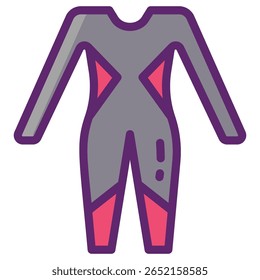 Stylized Gray and Pink Wetsuit Illustration with Dark Purple Out