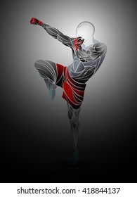 stylized, gray, red fighter