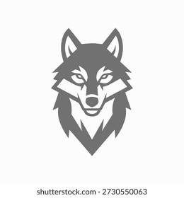 stylized gray wolf head illustration on white background