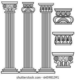 Stylized Greek Columns Doric Ionic Corinthian Stock Illustration ...