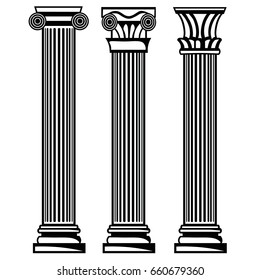 Contour Coloring Classical Columns Set Patterns Stock Vector (Royalty ...