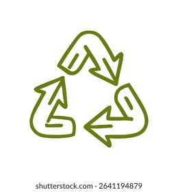 Stylized Green Arrows Recycling Triangle Design. Icon symbol illustration