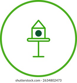 Stylized Green Birdhouse Icon with Circular Frame for Nature and Wildlife
