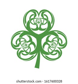 stylized green clover leaf, vector