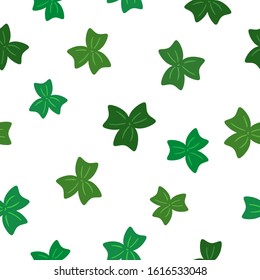 Stylized green clovers on white background. Seamless floral pattern for Irish st Patrick day.