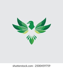 A stylized green eagle with outstretched wings, symbolizing power and nature.