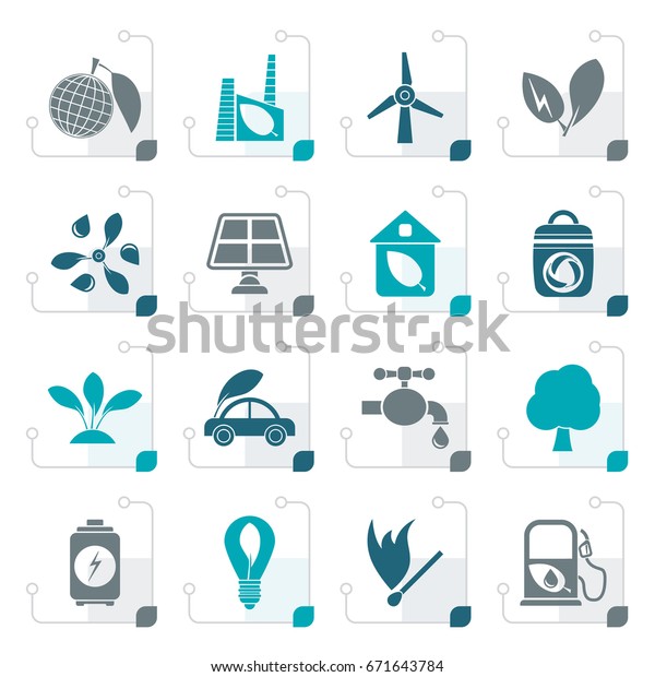 Stylized Green, Environment and ecology Icons -\
vector icon set