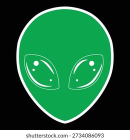 Stylized Green Extraterrestrial Alien Head Illustration with Large Reflective Eyes