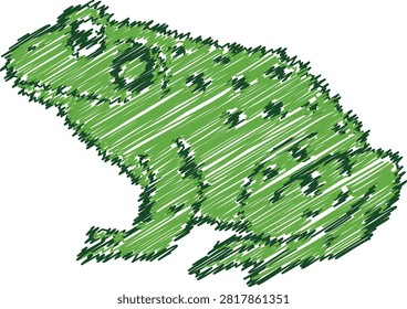 A stylized green frog