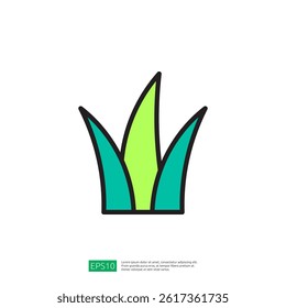 Stylized Green Grass Icon Representing Growth and Nature in Farming Context