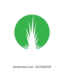 Stylized green grass logo vector symbol design