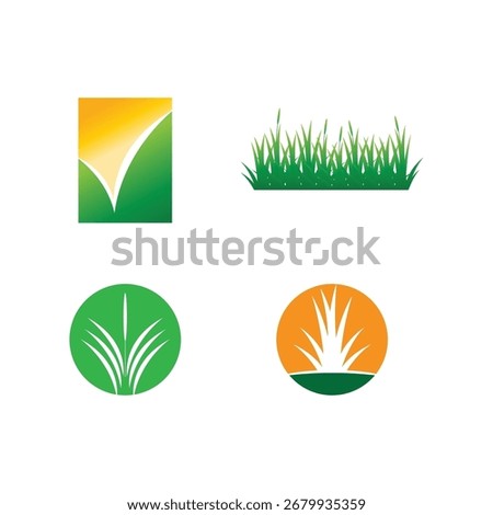 Stylized green grass logo vector symbol design