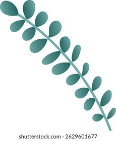 Stylized Green Leaf Flat Illustration