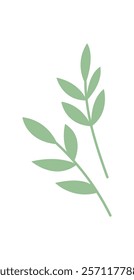 Stylized green leaf graphic. Clean and minimalist imagery of a nature plant. This leaf icon highlights the beauty of nature, reflecting a simple aesthetic. Ideal for various design projects, digital