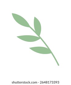 Stylized green leaf graphic. Clean and minimalist imagery of a nature plant. This leaf icon highlights the beauty of nature, reflecting a simple aesthetic. Ideal for various design projects, digital