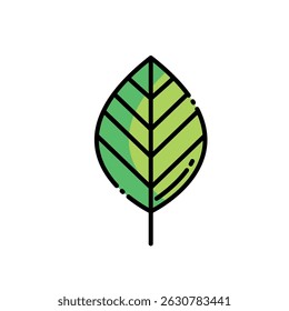 Stylized Green Leaf Illustration Flat
