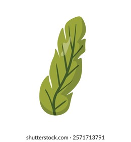 Stylized green leaf illustration with a natural, elongated shape and detailed veins. Suitable for eco-themed projects, botanical designs, and decorative purposes