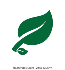 Stylized Green Leaf with Smaller Leaf Icon