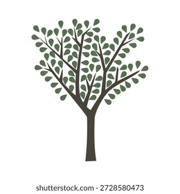 Ilustración de árbol de hoja verde estilizada. Árbol de primavera. Árboles ilustración. Logo del árbol. Símbolo del árbol.