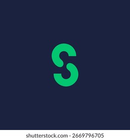 Ein stilisierter grüner Buchstabe S ist auf dunkelblauem Hintergrund zentriert. Das Logo hat ein modernes, abstraktes Design.