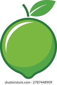 A stylized green lime with a leaf and stem, presented as a clean icon.