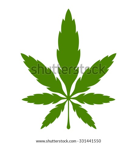 Stylized Green Marijuana Pot Weed Leaf vector logo