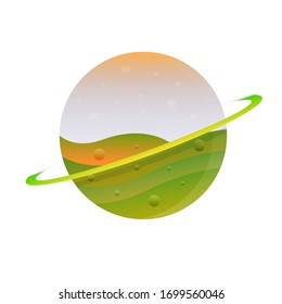 Planta verde y naranja estilizada con anillo 